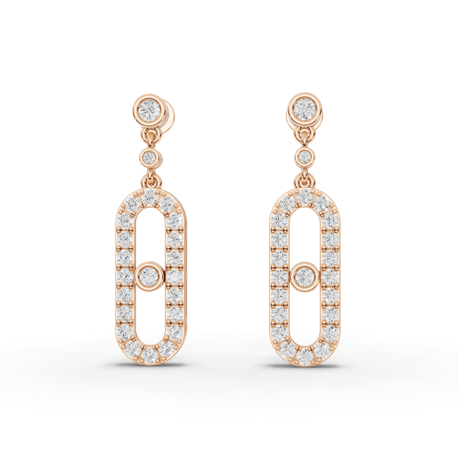 1.09 Ct Oval Halo Lab Diamond Drop Earrings