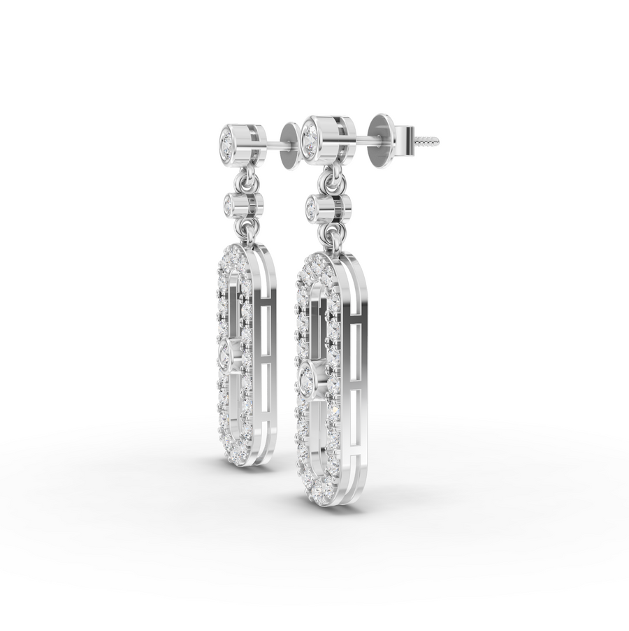 1.09 Ct Oval Halo Lab Diamond Drop Earrings