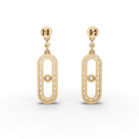 1.09 Ct Round Halo Lab Diamond Drop Earrings with Bezel Set Diamond Dangles