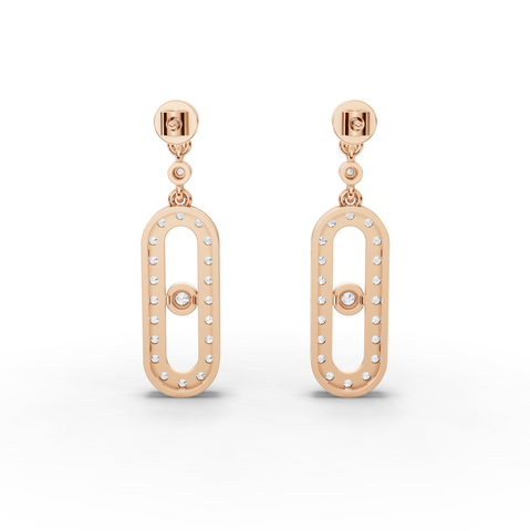 1.09 Ct Round Halo Lab Diamond Drop Earrings with Bezel Set Diamond Dangles