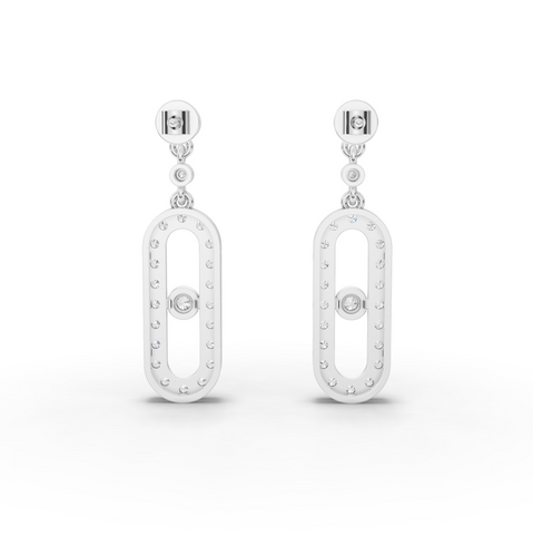 1.09 Ct Round Halo Lab Diamond Drop Earrings with Bezel Set Diamond Dangles