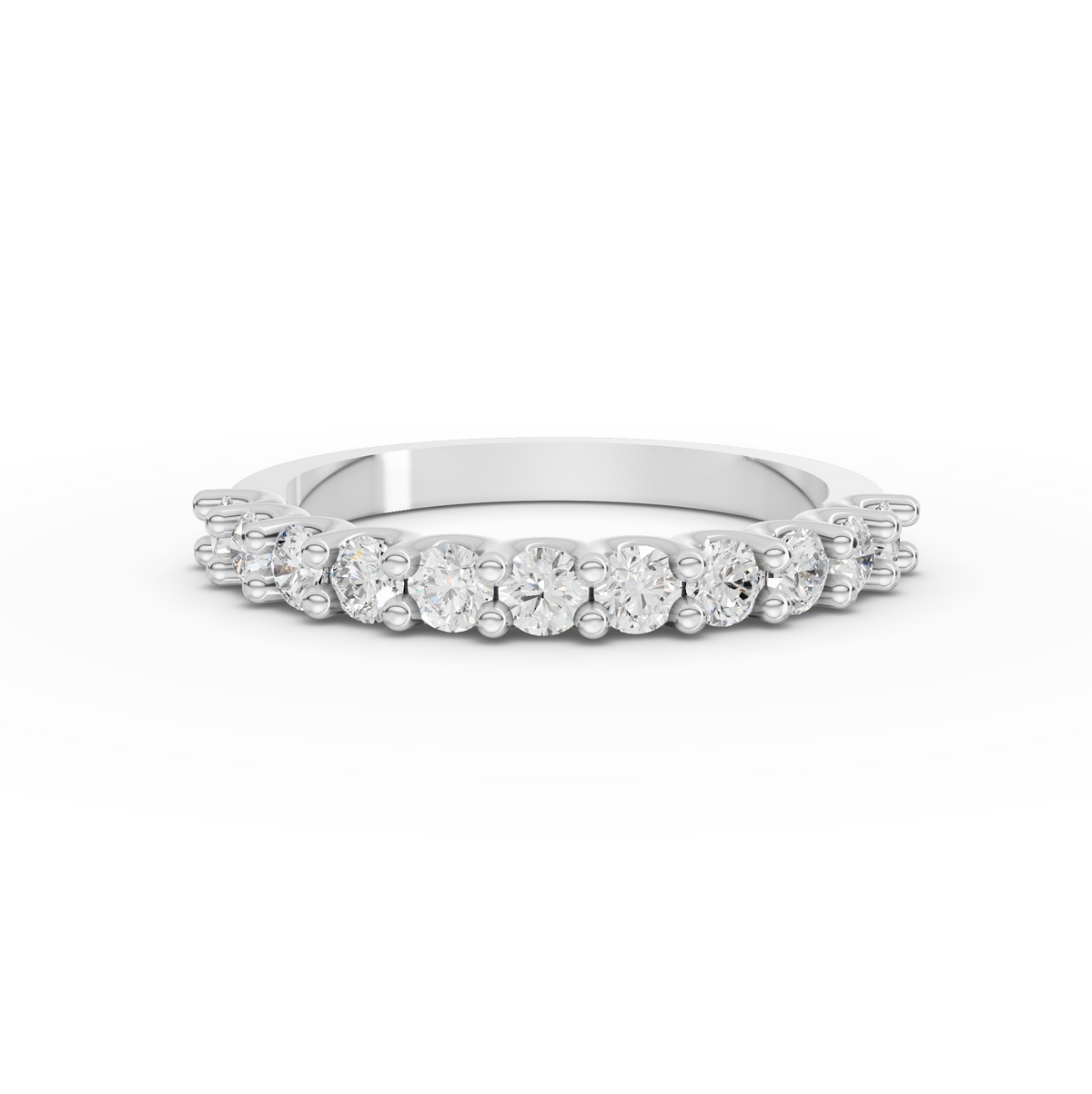 0.94 Ct Classic Shared Prong Round Lab Diamond Half Eternity Wedding Band