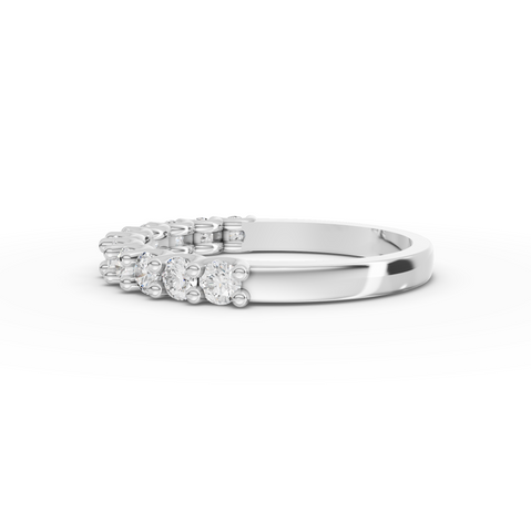 0.94 Ct Classic Shared Prong Round Lab Diamond Half Eternity Wedding Band