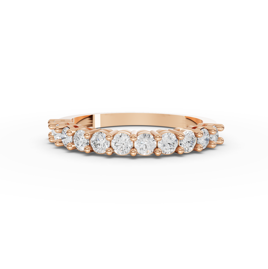 0.65 Ct Round Shared Prong Half Eternity Band
