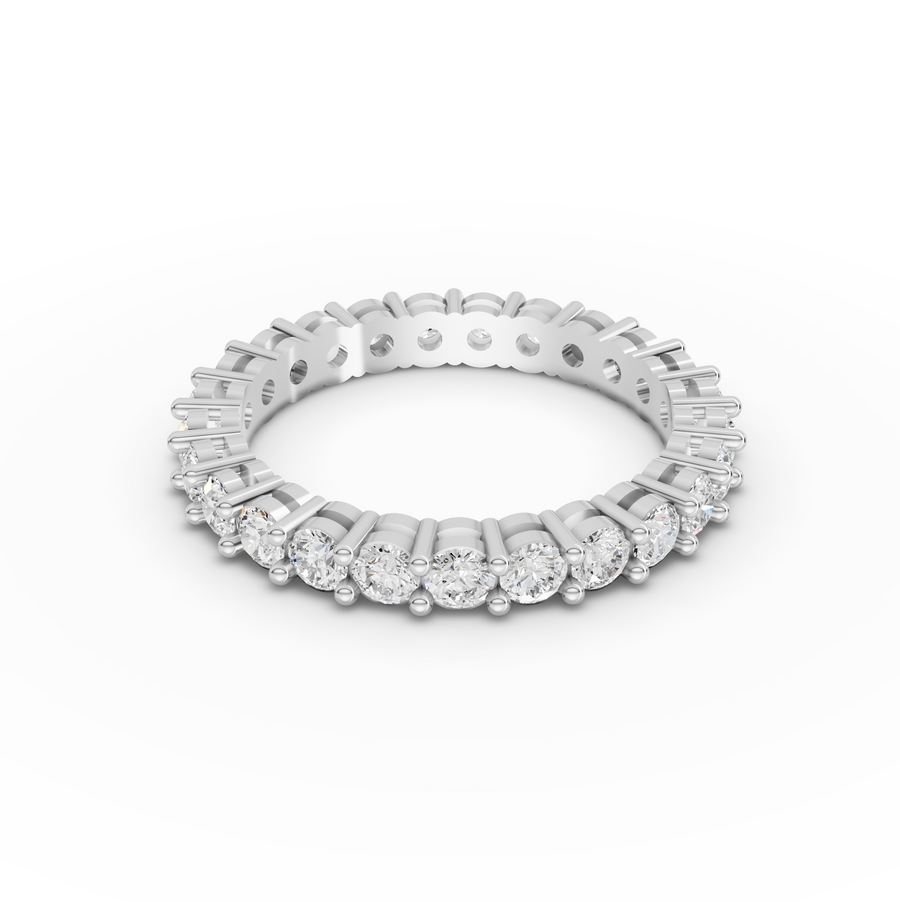 1.47 Ct Round Shared Prong Half Eternity Ring