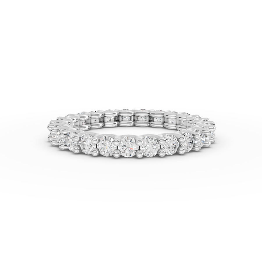 1.47 Ct round shared prong lab diamond full eternity ring with continuous band of round stones