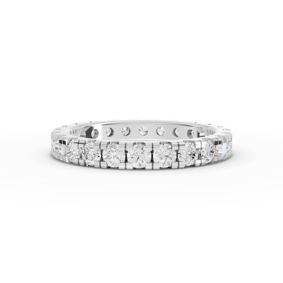 1.41 ct round lab diamond bar-set half eternity band with sparkling diamonds across a smooth polished ring band