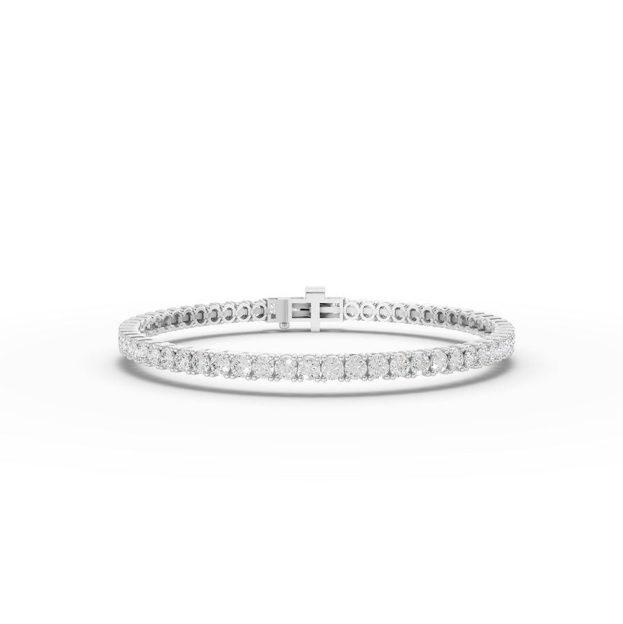 4.89 ct round lab diamond tennis bracelet with 2.70 mm diamonds in a classic continuous line setting