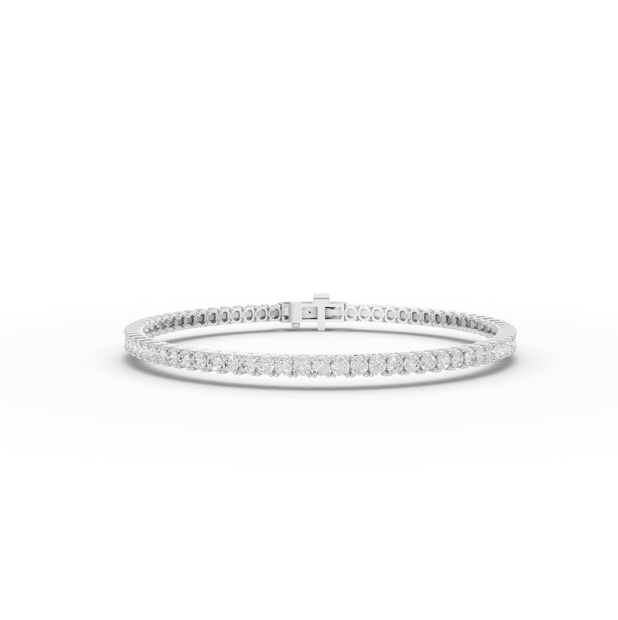 2.00 ct round lab diamond tennis bracelet with 2.25 mm continuous line diamonds and secure clasp