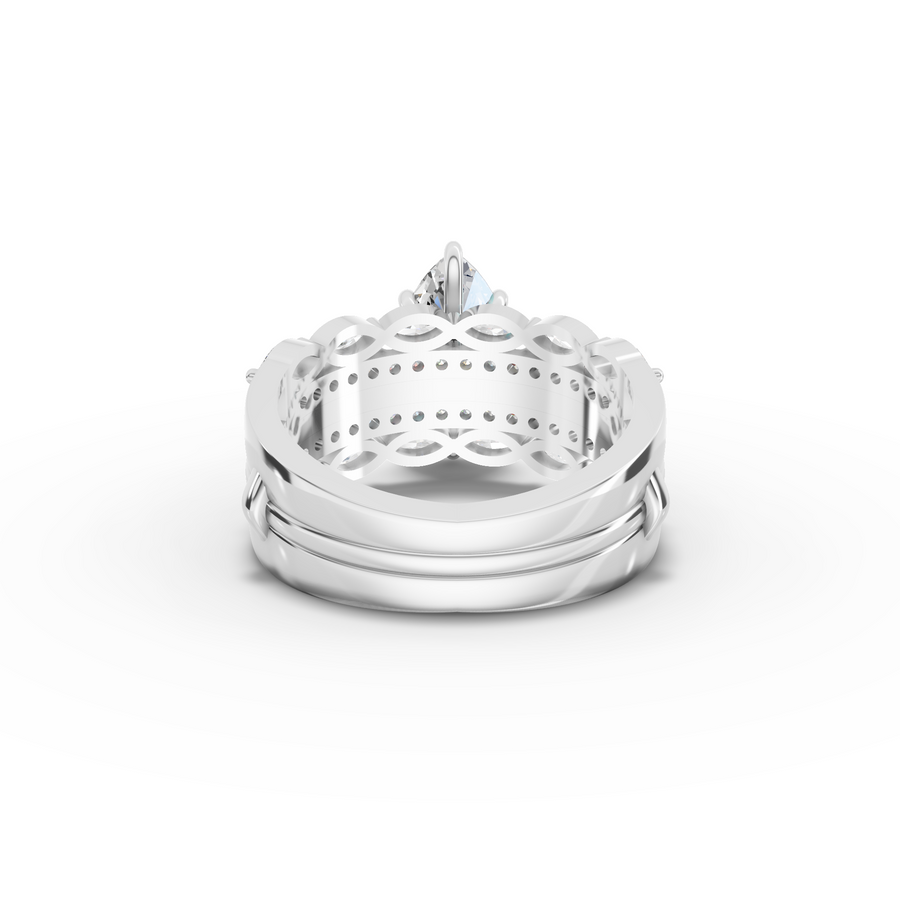 2.39 Ct Marquise Double Band Accent Ring 1.50 Ct Center