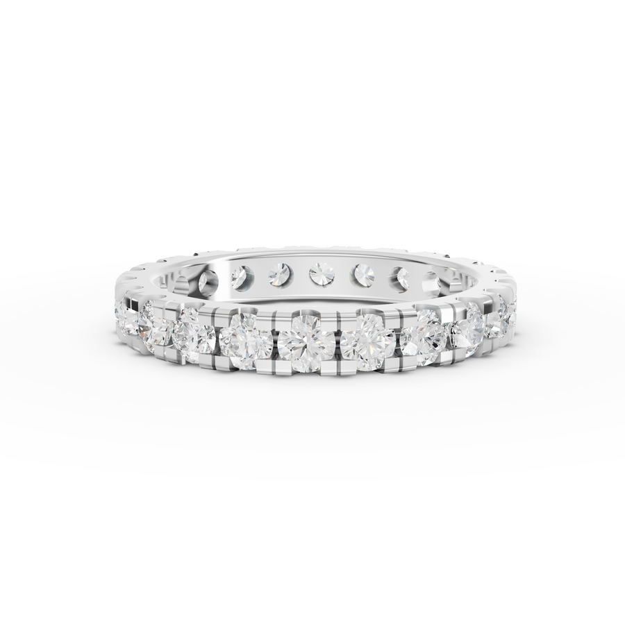 1.70 Ct Valencia round lab grown diamond eternity band with full-circle round diamonds and continuous sparkle