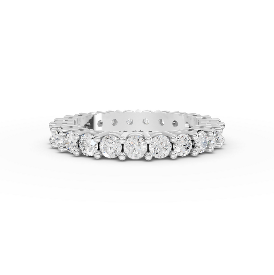 Seraphina 1.78 ct round lab grown diamond eternity band with full-circle diamond setting and slim profile