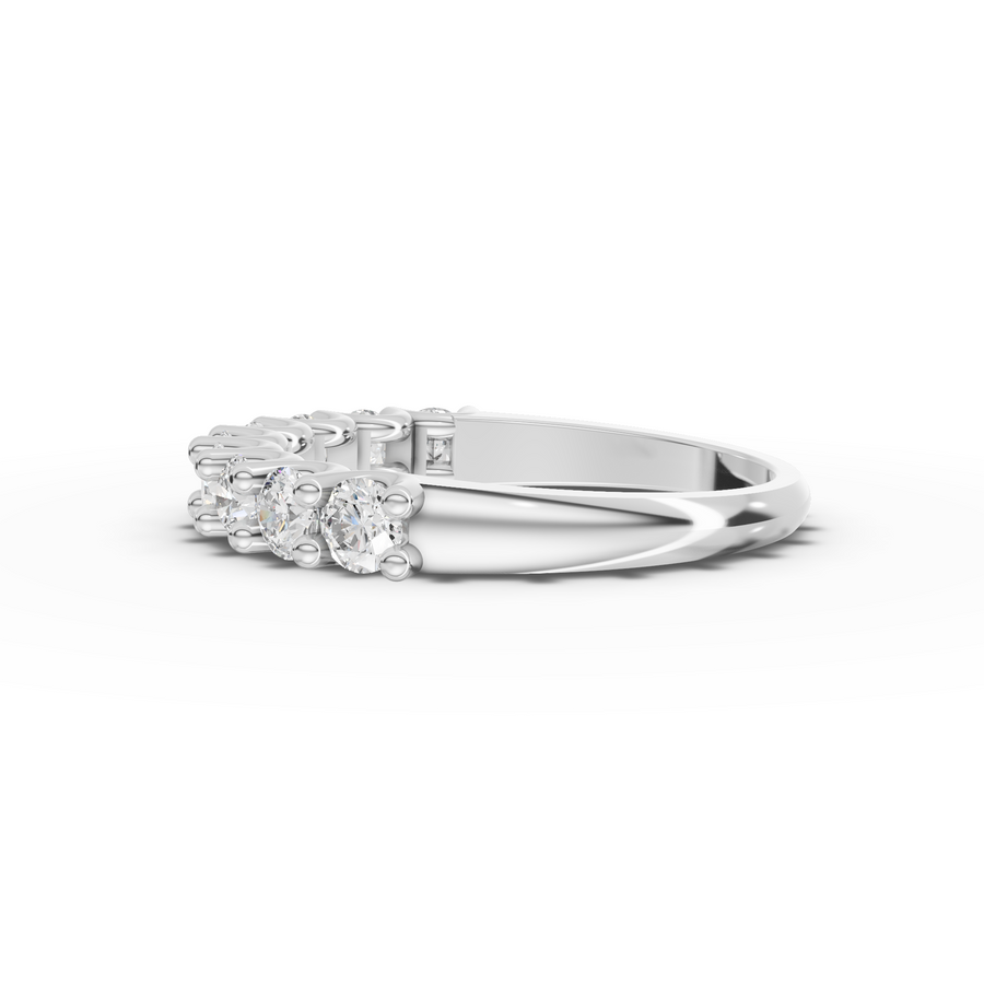 0.91 Ct Round U-Prong Half Eternity Band