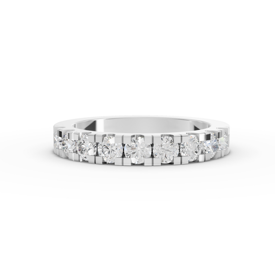 Elara 0.91 ct round lab grown diamond half eternity band with sparkling shared-set diamonds