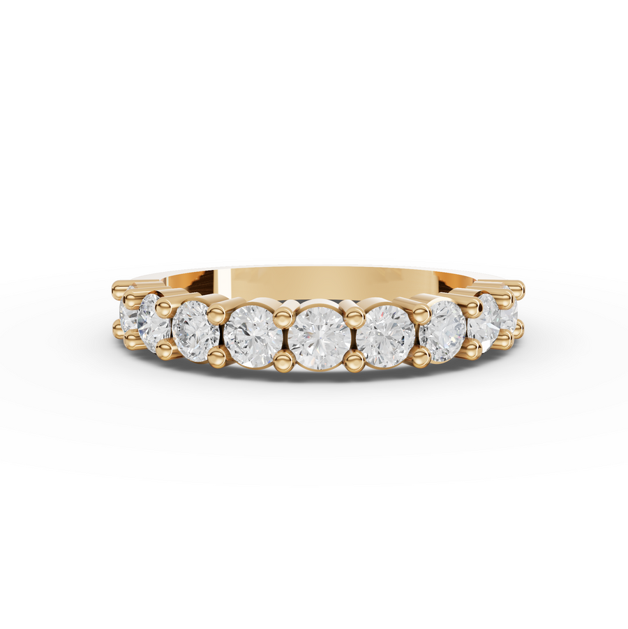 0.91 Ct Round Baskets Setting Half Eternity Ring