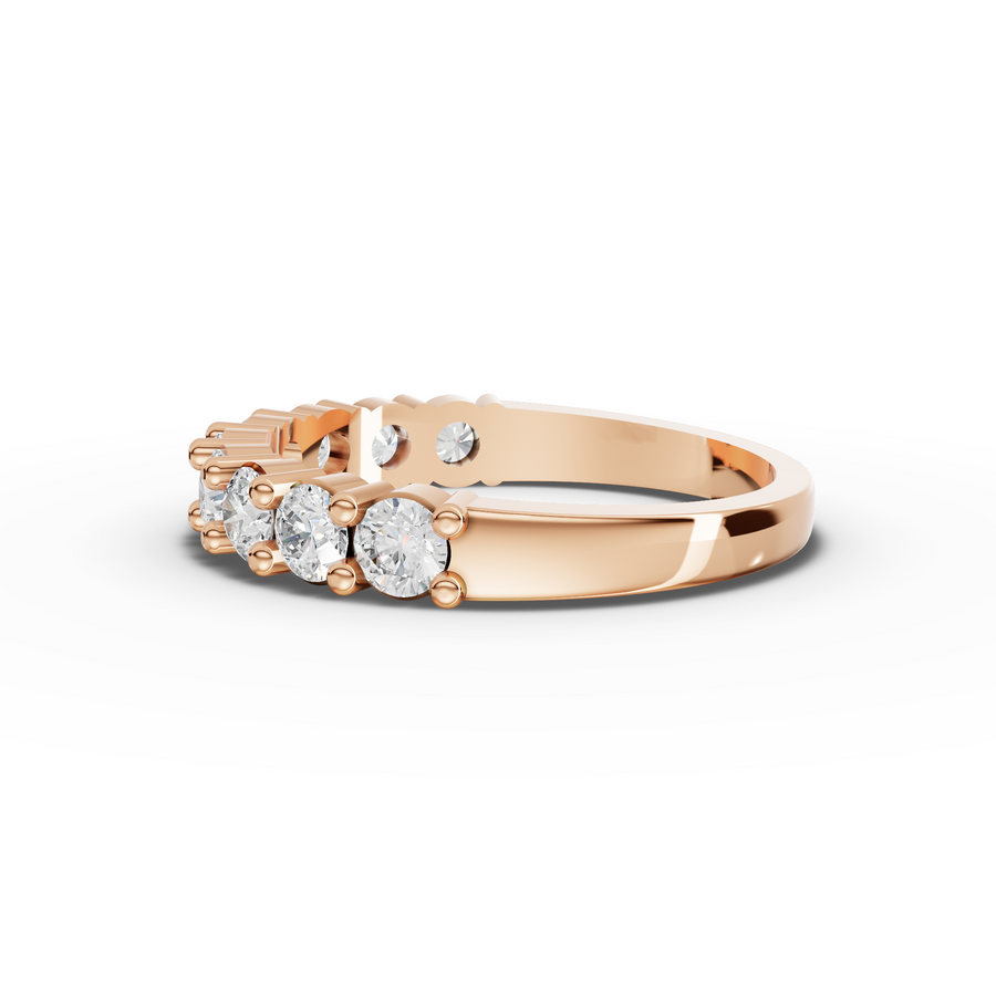 0.91 Ct Round Baskets Setting Half Eternity Ring