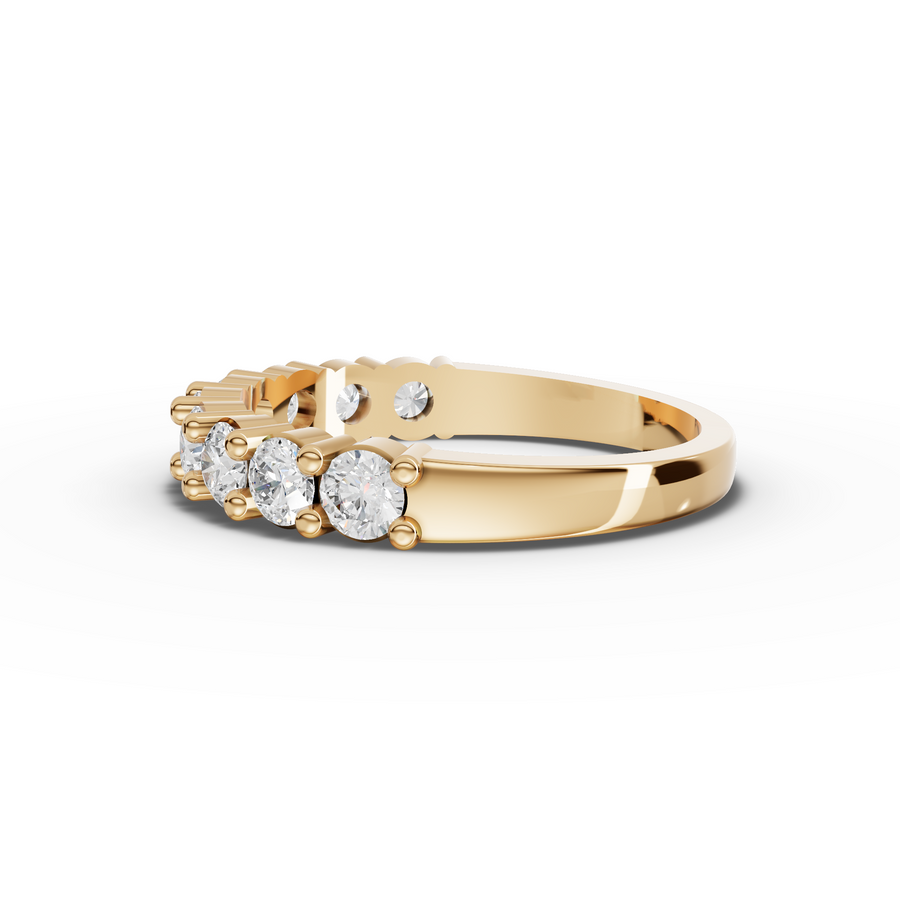 0.91 Ct Round Baskets Setting Half Eternity Ring