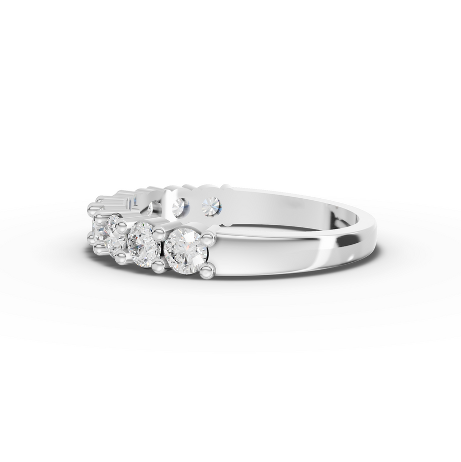 0.91 Ct Round Baskets Setting Half Eternity Ring
