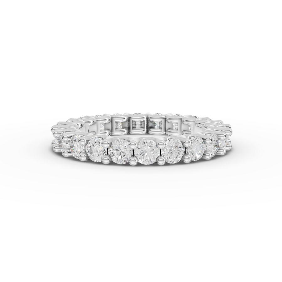 2.23 ct round lab diamond U-prong full eternity ring with shared prong setting and full-band sparkle