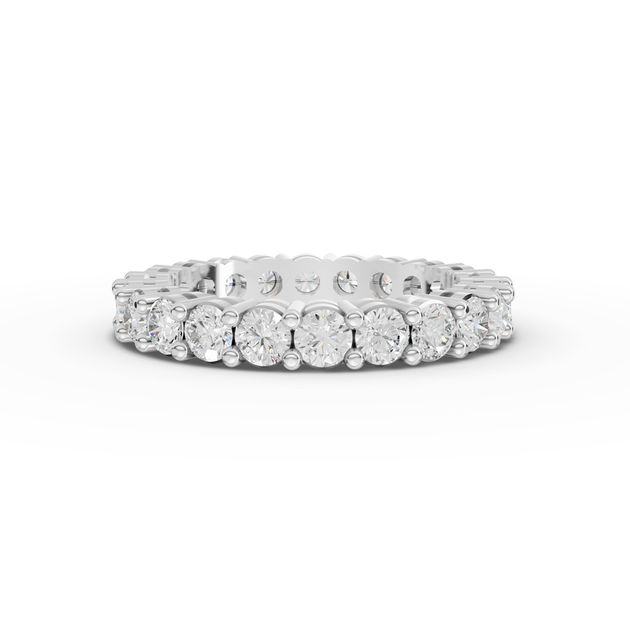2.23 Ct round lab diamond shared-prong full eternity ring with continuous brilliant-cut diamonds