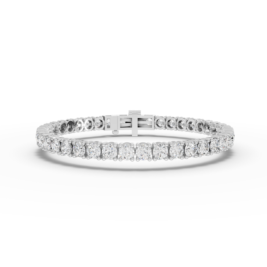 10.09 ct round lab diamond tennis bracelet with 4.00 mm stones in a classic continuous line design