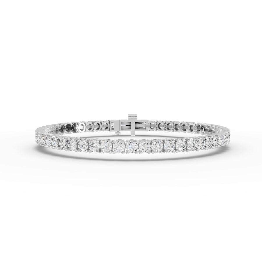5.67 ct round lab diamond tennis bracelet with 3.00 mm diamonds in a classic line design and secure clasp