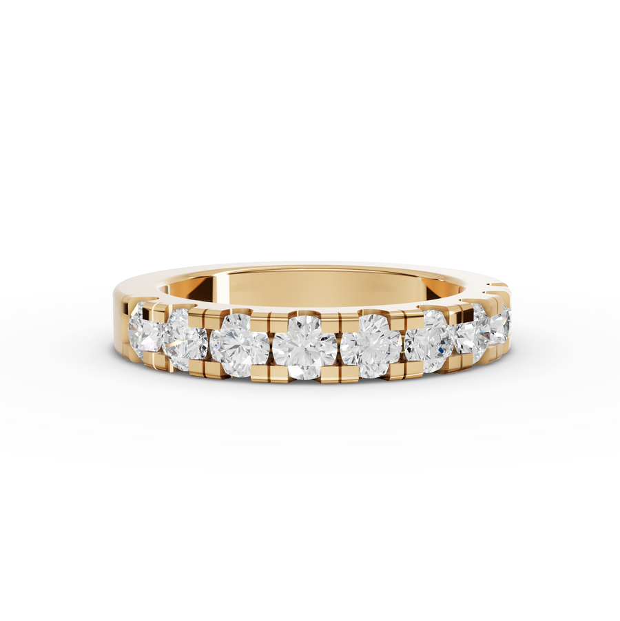 1.16 Ct Round Bar-Set Half Eternity Band
