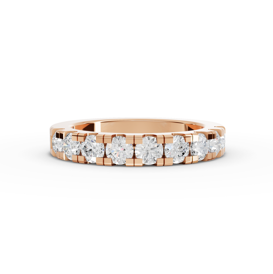 1.16 Ct Round Bar-Set Half Eternity Band
