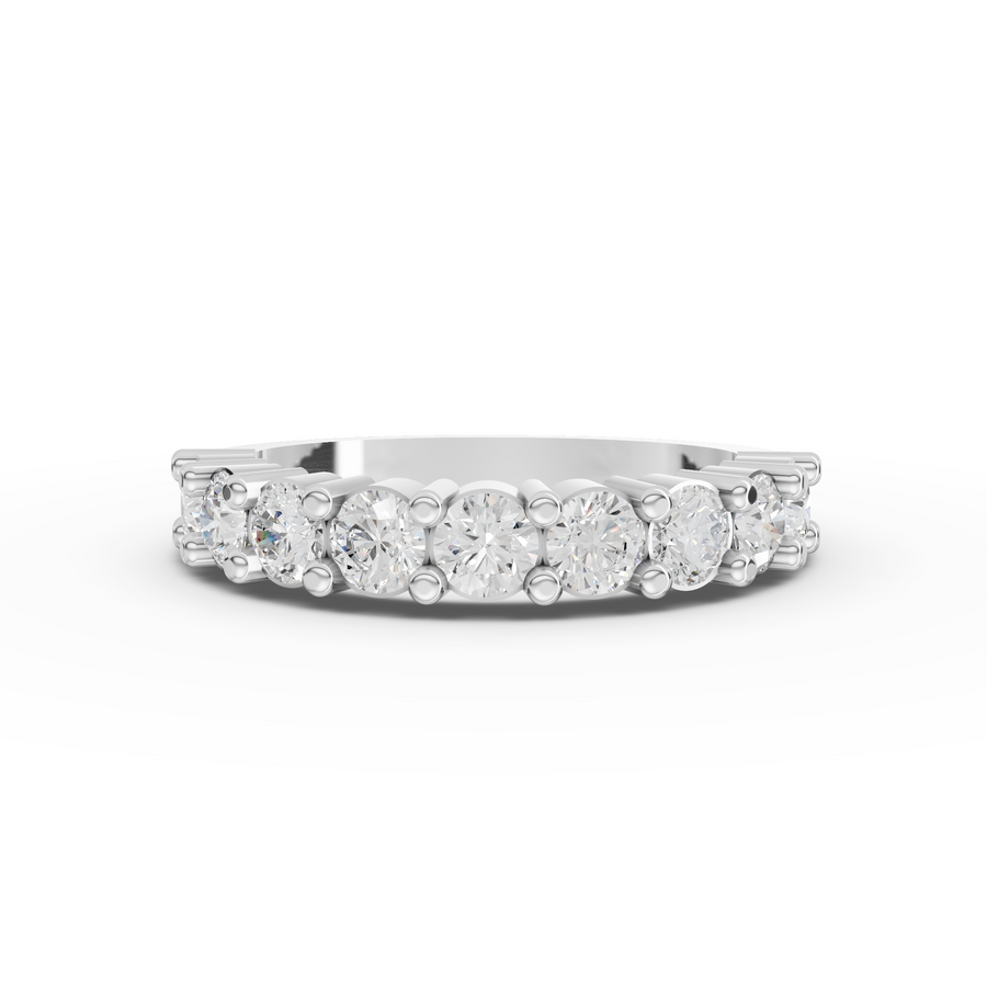 1.16 ct round lab grown diamond half eternity ring with U-prong shared prong basket setting