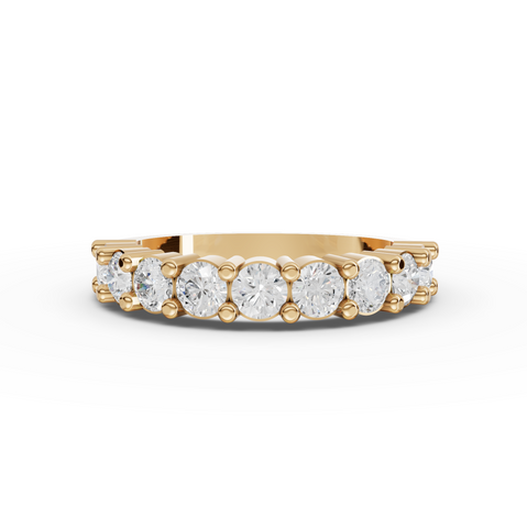 1.16 Ct Round Diamond U-Prong Shared Prong Half Eternity Ring