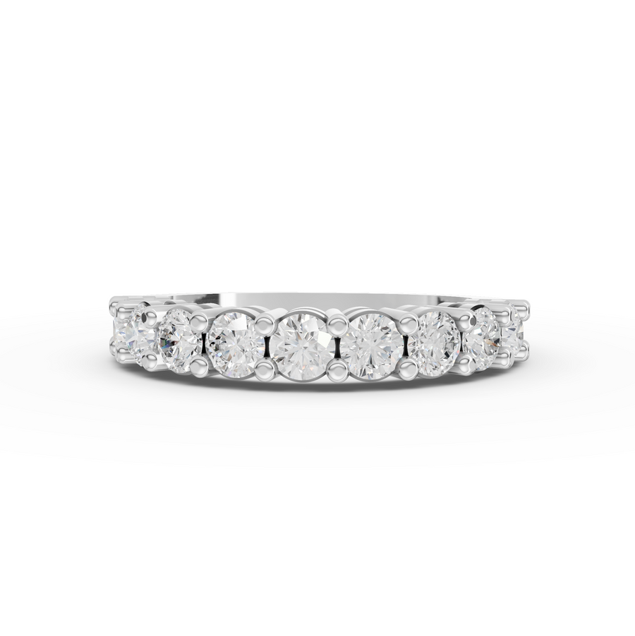 1.16 ct round lab grown diamond scallop shared prong wedding band with a slim stacking profile