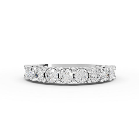 1.16 Ct Round Diamond Scallop Shared Prong Wedding Band