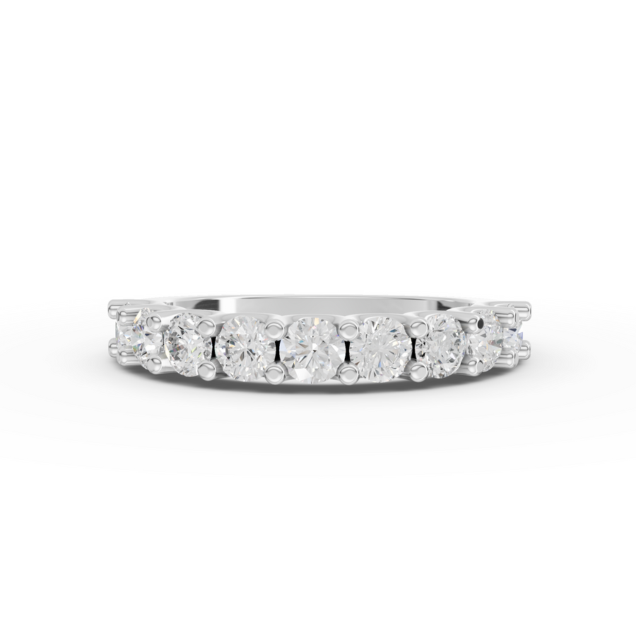 1.16 ct round lab grown diamond half eternity ring with U-prong shared prong band
