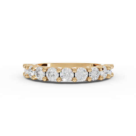 1.16 Ct Round Diamond U-Prong Shared Prong Half Eternity Ring