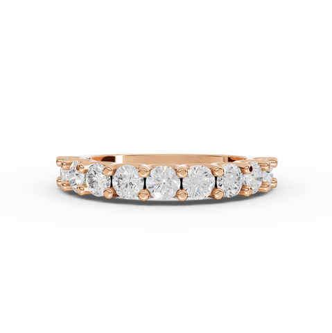 1.16 Ct Round Diamond U-Prong Shared Prong Half Eternity Ring