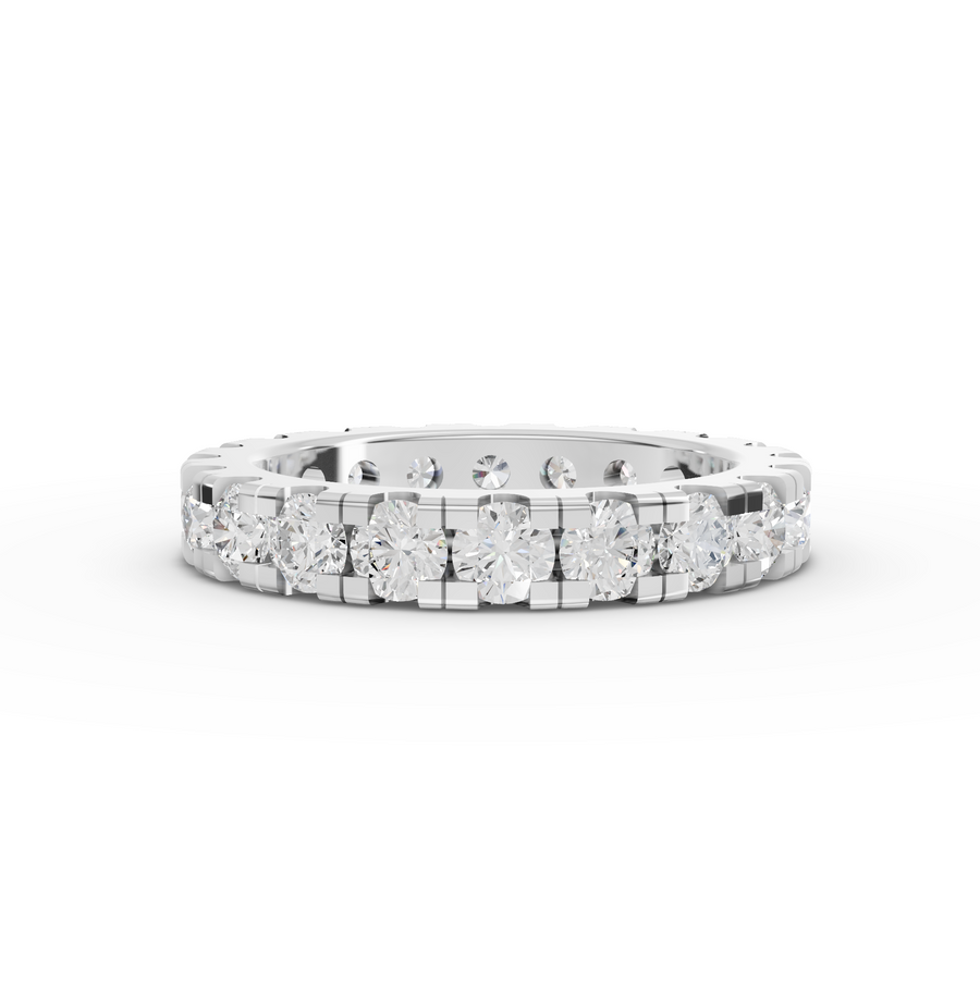 2.57 ct round lab diamond bar-set full eternity ring with continuous diamonds and a sleek modern band
