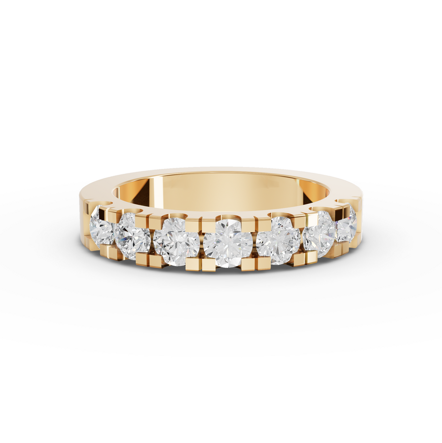 1.13 Ct Round Bar-Set Half Eternity Band