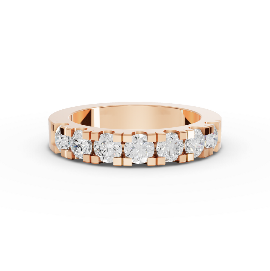 1.13 Ct Round Bar-Set Half Eternity Band