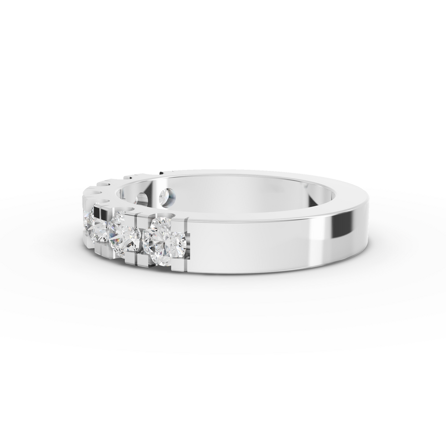 1.13 Ct Round Bar-Set Half Eternity Band