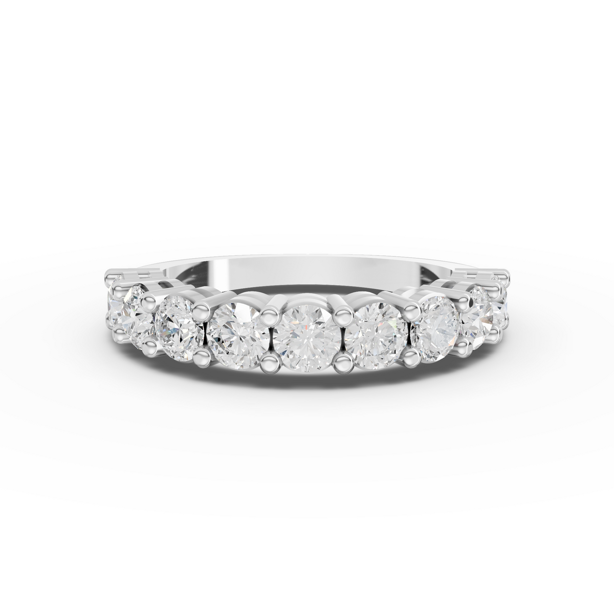 1.45 Ct Classic Round Diamond Shared Prong Half Eternity Band
