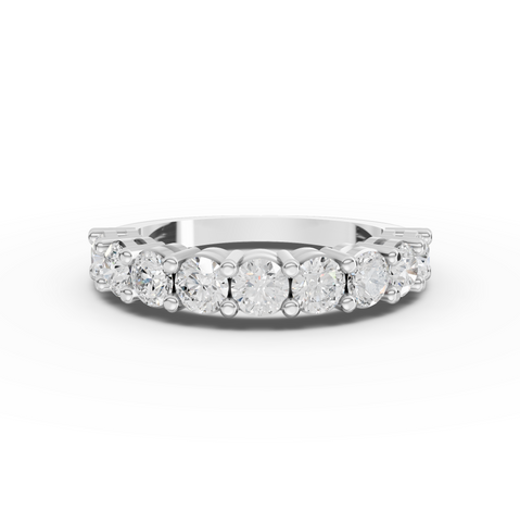 1.45 Ct Classic Round Diamond Shared Prong Half Eternity Band