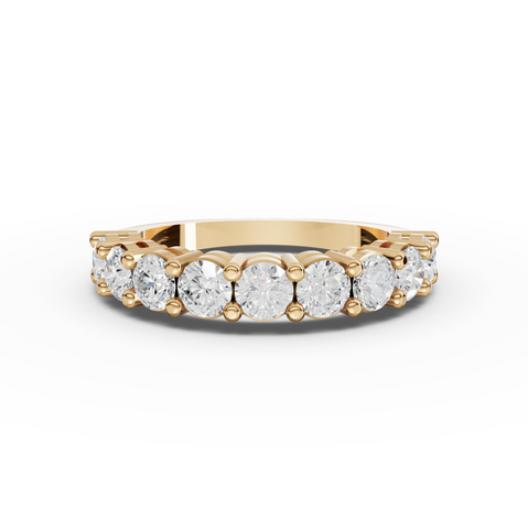 1.45 Ct Classic Round Diamond Shared Prong Half Eternity Band