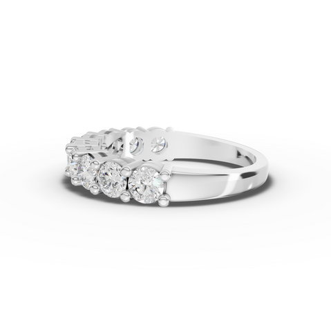 1.45 Ct Classic Round Diamond Shared Prong Half Eternity Band