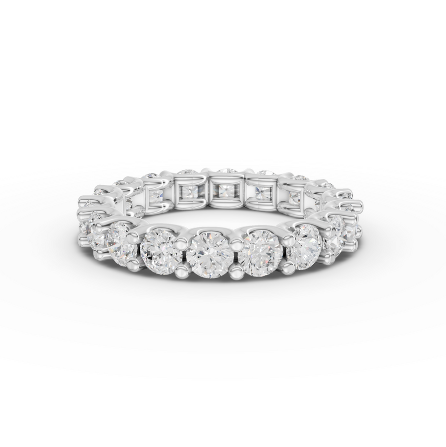 2.89 ct round lab diamond U-prong full eternity ring with continuous diamonds around the band