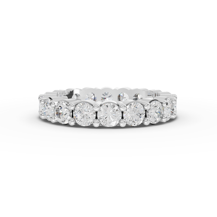 2.89 ct round lab grown diamond full eternity ring with shared prong basket setting