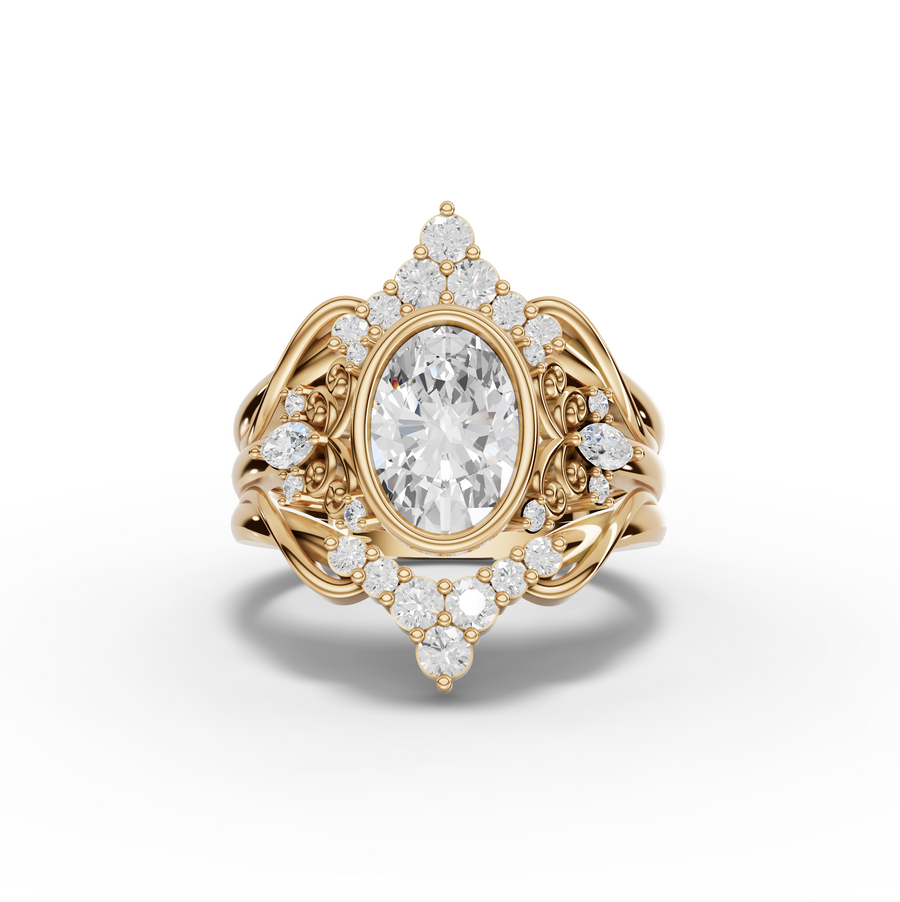 2.03 Ct Vintage Oval Halo Ring Se 1.5 Carats Center