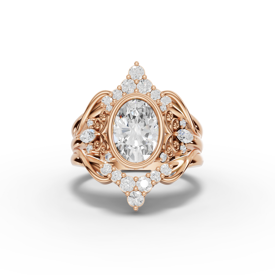 2.03 Ct Vintage Oval Halo Ring Se 1.5 Carats Center