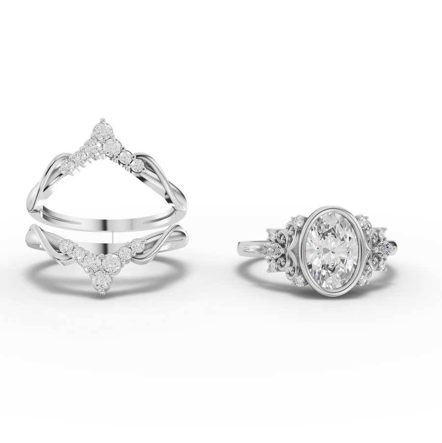 2.03 Ct Vintage Oval Halo Ring Se 1.5 Carats Center