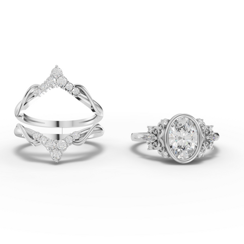 2.03 Ct Oval Diamond Vintage Halo Engagement Ring with Split Shank