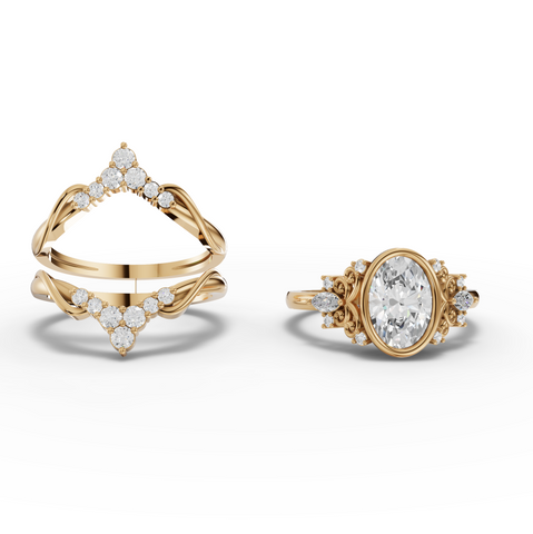 2.03 Ct Oval Diamond Vintage Halo Engagement Ring with Split Shank